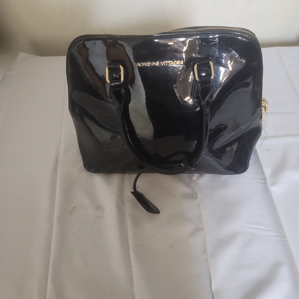 Adrienne Vittadini Glossy Black Satchel